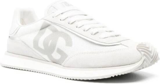 Dolce & Gabbana Witte Mesh Sneakers met Suède Panelen