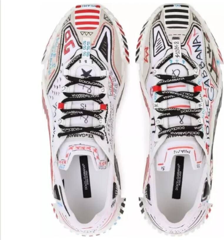 Dolce & Gabbana Witte Polyamide Sneaker met Suède Details