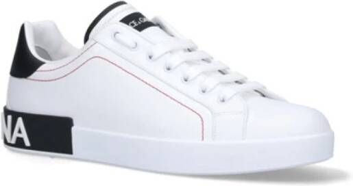 Dolce & Gabbana Witte Portofino Sneakers met Zwarte Details White Heren