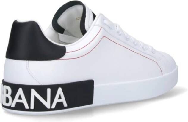 Dolce & Gabbana Witte Portofino Sneakers met Zwarte Details White Heren