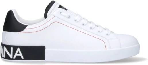 Dolce & Gabbana Witte Portofino Sneakers met Zwarte Details White Heren