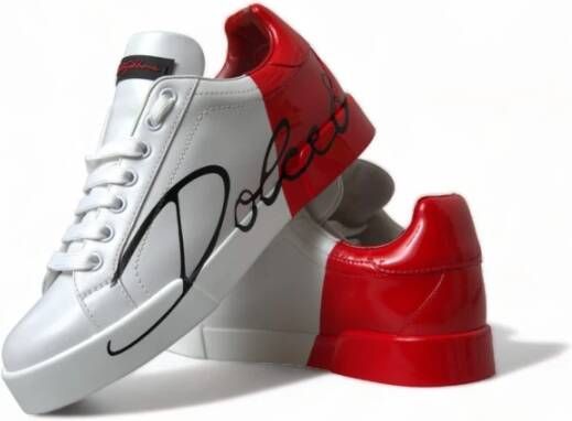 Dolce & Gabbana Witte Rode Portofino Veterschoenen White Dames