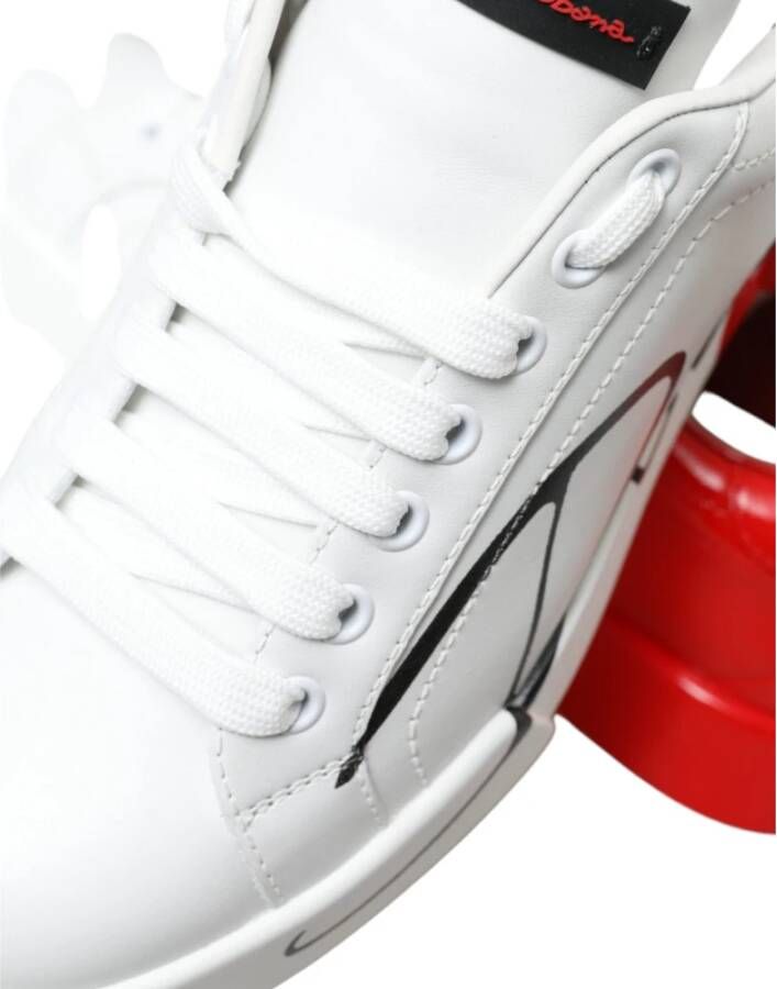 Dolce & Gabbana Witte Rode Portofino Veterschoenen White Dames