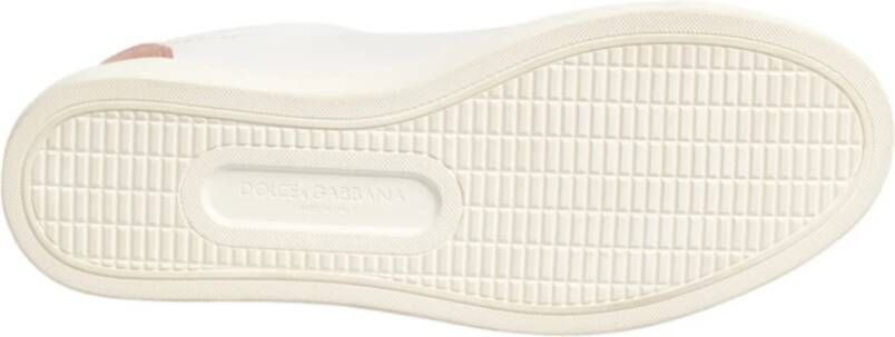 Dolce & Gabbana Witte Roze Leren Lage Sneakers