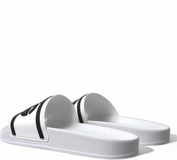 Dolce & Gabbana Witte Rubberen Slides met Logo Print White Heren
