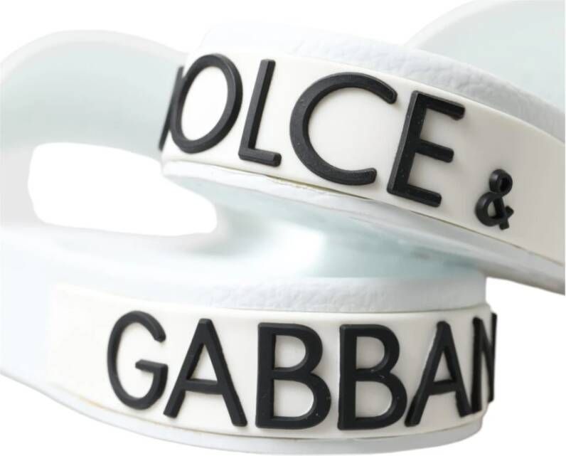 Dolce & Gabbana Witte Rubberen Slippers met Logo White Heren