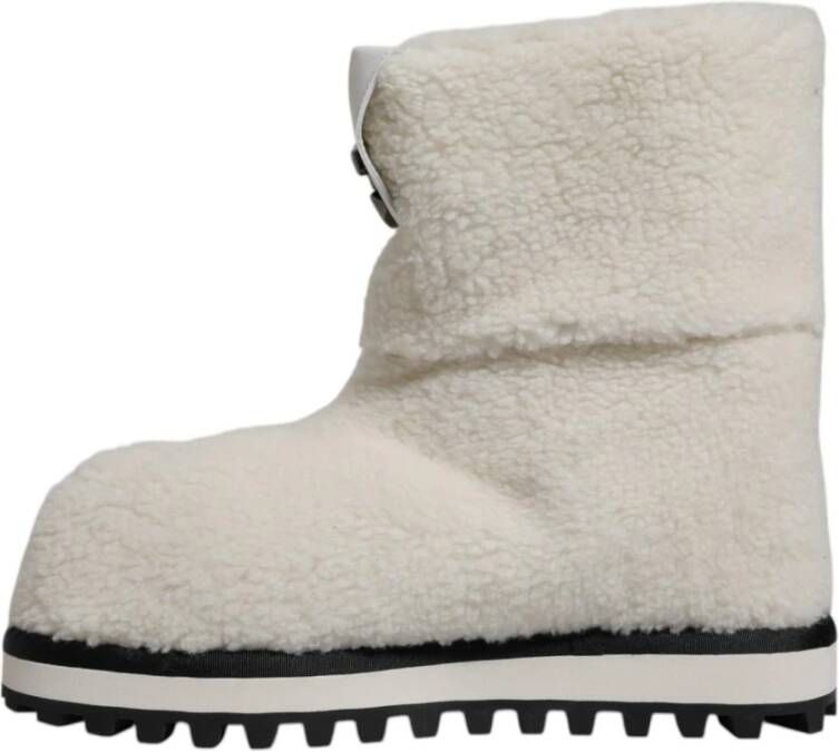 Dolce & Gabbana Witte Shearling Mid Calf Laarzen