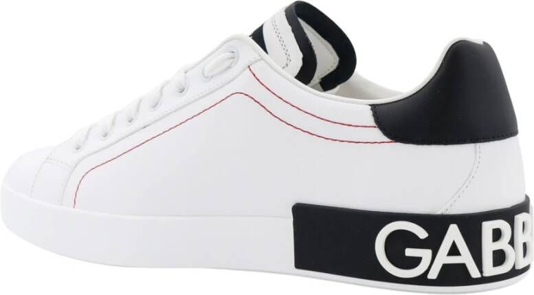 Dolce & Gabbana Witte Sneakers Logo Patch Veters
