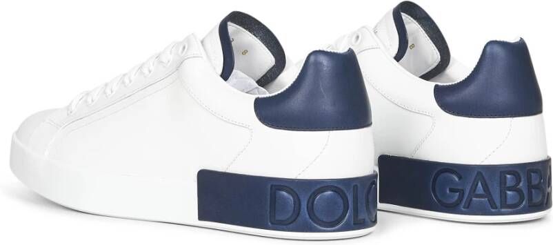 Dolce & Gabbana Witte Sneakers met Blauwe Details
