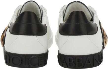 Dolce & Gabbana Witte Sneakers met Dierenmotief van Leer White Dames