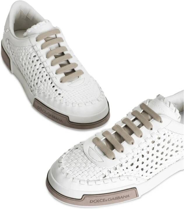 Dolce & Gabbana Witte Sneakers met Veters en Rubberen Zool