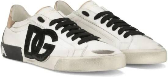 Dolce & Gabbana Witte Sneakers van Distressed Leer Wit Heren