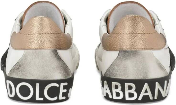 Dolce & Gabbana Witte Sneakers van Distressed Leer Wit Heren