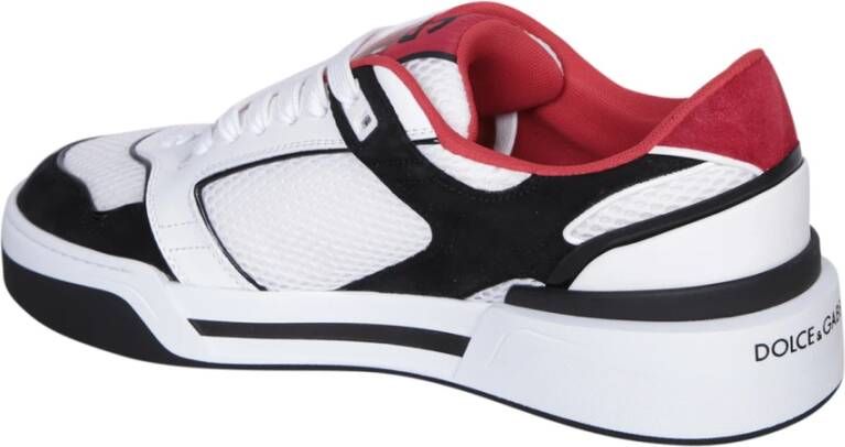 Dolce & Gabbana Witte Sneakers Vetersluiting Mix Materialen