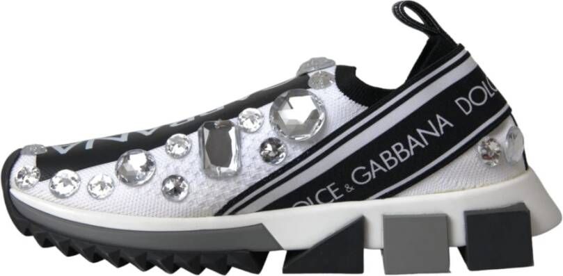Dolce & Gabbana Witte Sorrento Kristal Sneakers Schoenen White Dames
