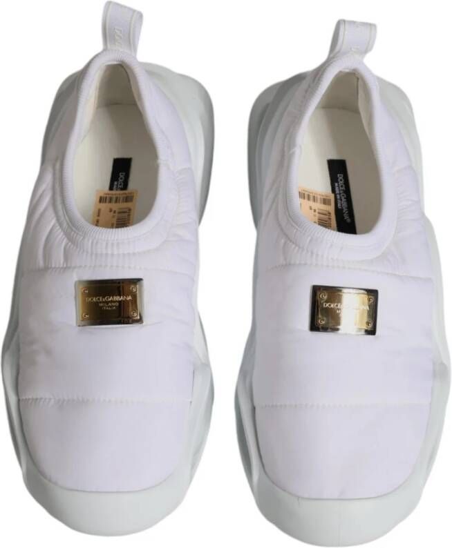 Dolce & Gabbana Witte Stoffen Lage Sneakers White Dames