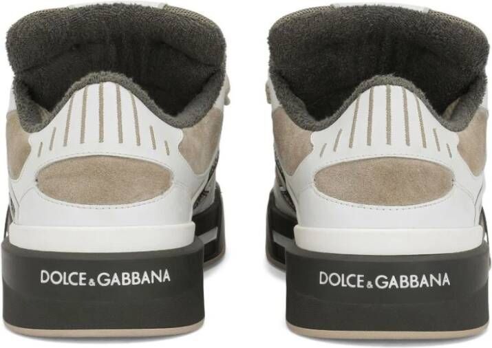 Dolce & Gabbana Witte Topo New Roma Suede Sneaker Multicolor Heren