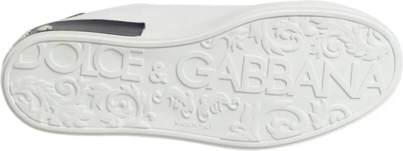 Dolce & Gabbana Witte Zwarte Leren Portofino Sneaker Schoenen