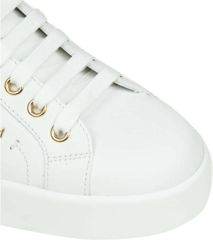 Dolce & Gabbana Wit Goud Portofino Leren Sneakers White Dames