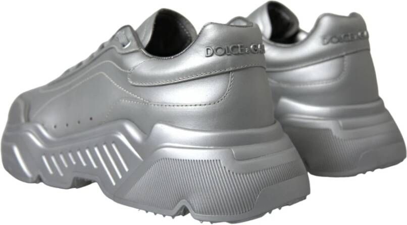 Dolce & Gabbana Zilver Leren Casual Sneakers Schoenen Gray Dames