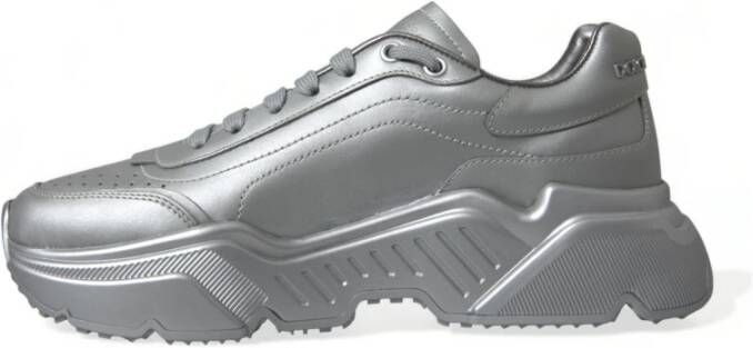 Dolce & Gabbana Zilver Leren Casual Sneakers Schoenen Gray Dames