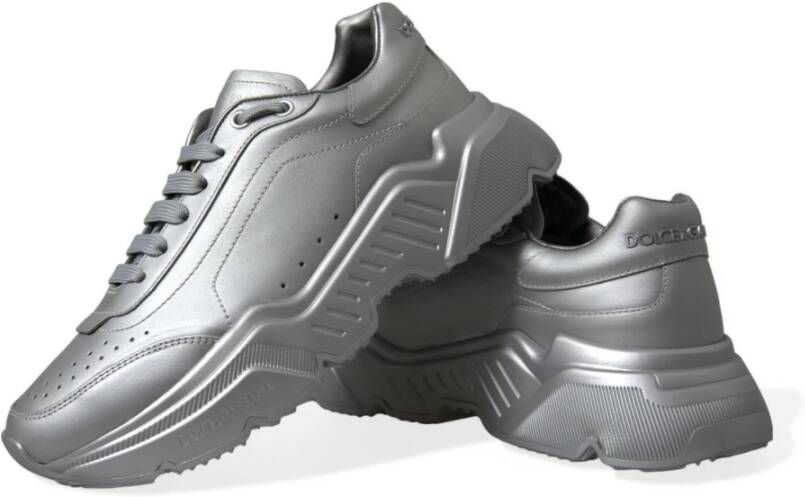 Dolce & Gabbana Zilver Leren Casual Sneakers Schoenen Gray Dames