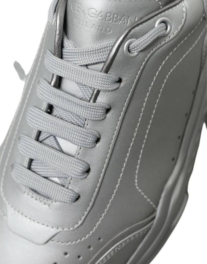 Dolce & Gabbana Zilver Leren Casual Sneakers Schoenen Gray Dames