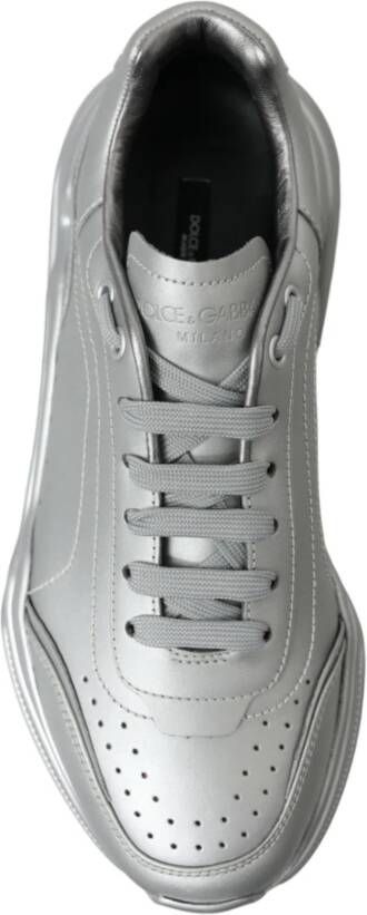 Dolce & Gabbana Zilver Leren Casual Sneakers Schoenen Gray Dames
