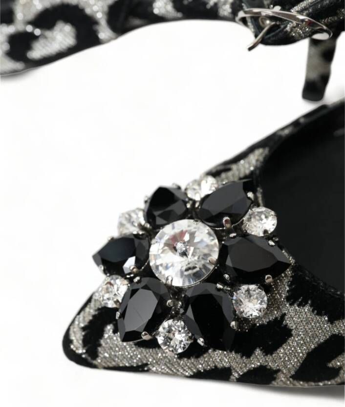 Dolce & Gabbana Zilver Luipaard Kristal Slingback Hakken Gray Dames