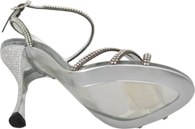 Dolce & Gabbana Zilveren Kristal Enkelband Sandalen Gray Dames