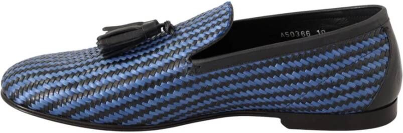 Dolce & Gabbana Zwart Blauw Geweven Leren Loafers Multicolor Heren