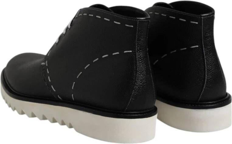 Dolce & Gabbana Zwart & Wit Leren Veterschoenen