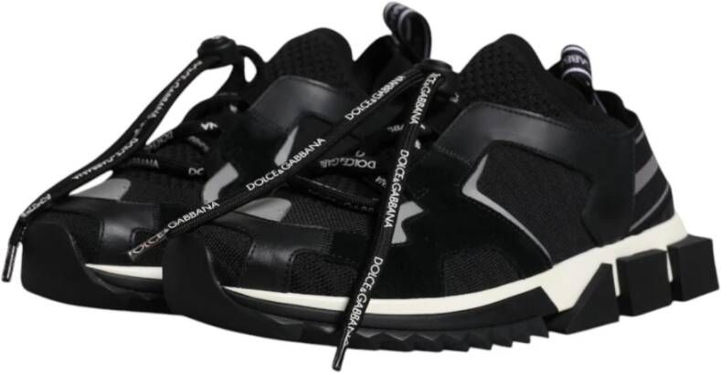 Dolce & Gabbana Zwart & Wit Logo Print Sneakers