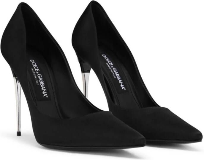 Dolce & Gabbana Zwart leren hoge hak instapper Black Dames