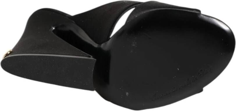 Dolce & Gabbana Zwart Logo Keira Satin Slides Schoenen