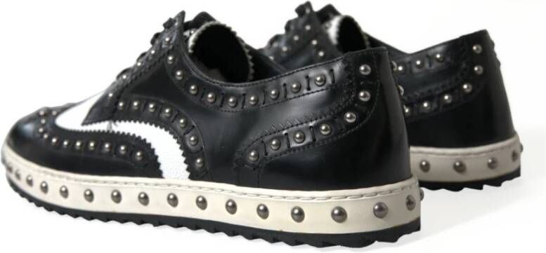 Dolce & Gabbana Zwart Wit Gestudeerde Leren Sneakers Black Heren