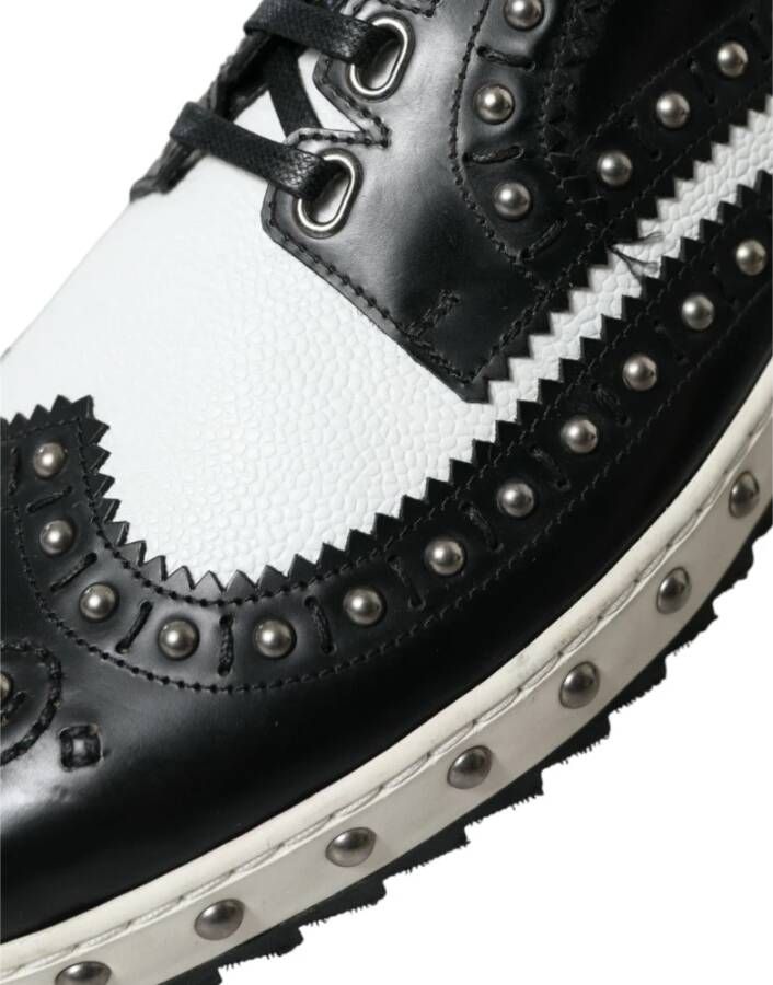 Dolce & Gabbana Zwart Wit Gestudeerde Leren Sneakers Black Heren
