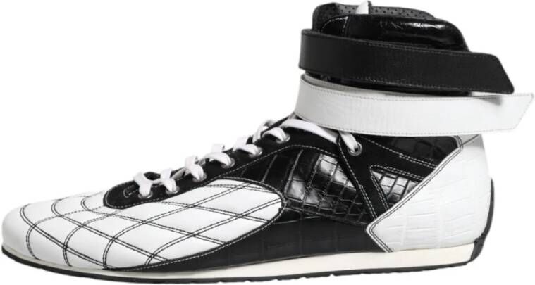 Dolce & Gabbana Zwart Wit Leren High Top Sneakers