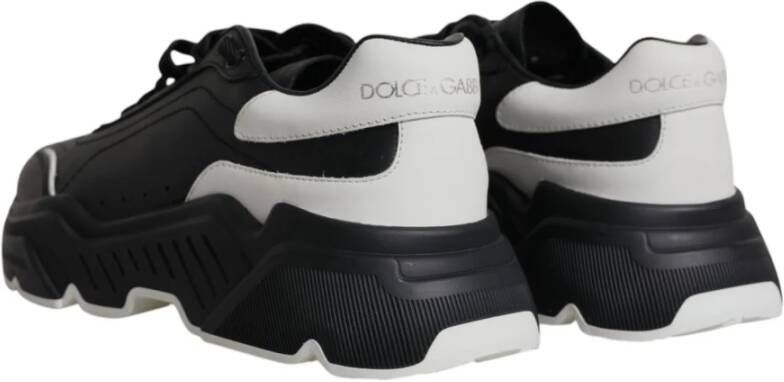 Dolce & Gabbana Zwart Wit Leren Veterschoenen Black Heren