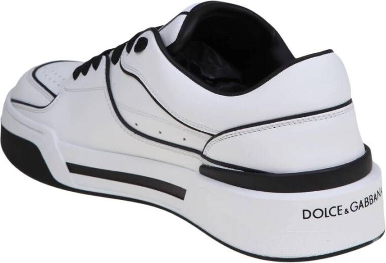 Dolce & Gabbana Zwart Wit Nappa Sneakers Vetersluiting White Heren
