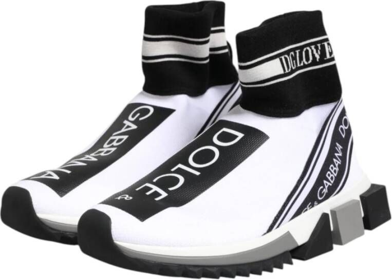 Dolce & Gabbana Zwart Wit Slip-On Sneakers met Geribbelde Zool