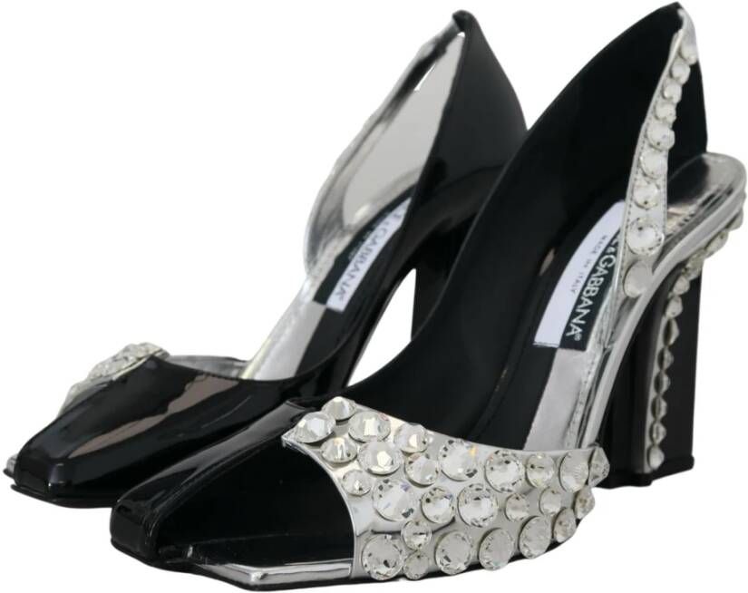 Dolce & Gabbana Zwart Zilver Kristal Dubbel Ontwerp Hoge Hakken Schoenen Multicolor Dames