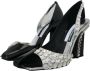 Dolce & Gabbana Zwart Zilver Kristal Dubbel Ontwerp Hoge Hakken Schoenen Multicolor Dames - Thumbnail 9