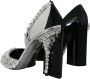 Dolce & Gabbana Zwart Zilver Kristal Dubbel Ontwerp Hoge Hakken Schoenen Multicolor Dames - Thumbnail 10