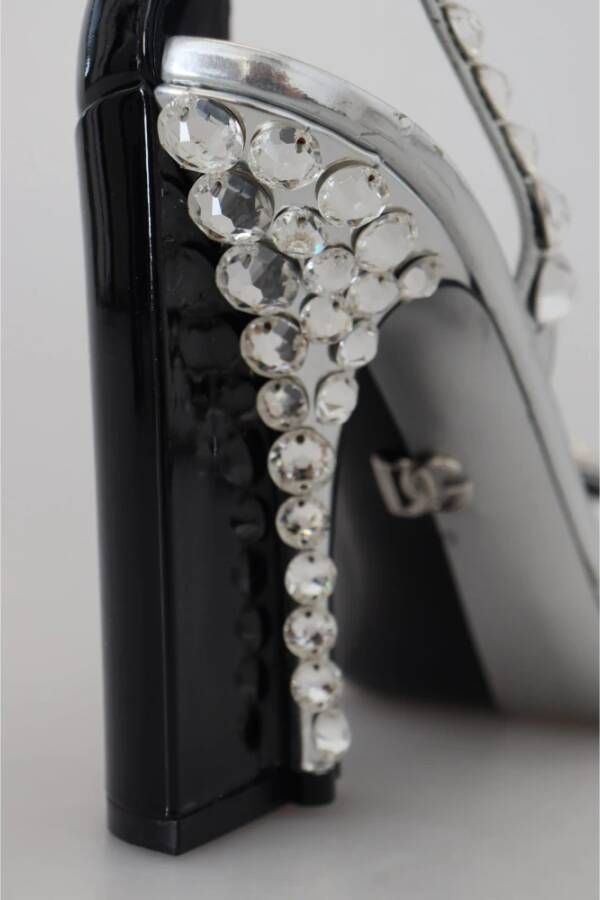 Dolce & Gabbana Zwart Zilver Kristal Dubbel Ontwerp Hoge Hakken Schoenen Multicolor Dames