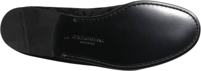 Dolce & Gabbana Zwarte Bloemen Brokaat Loafers Heren Schoenen