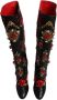 Dolce & Gabbana Zwarte Bloemversierde Kniehoge Laarzen Multicolor Dames - Thumbnail 3