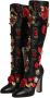 Dolce & Gabbana Zwarte Bloemversierde Kniehoge Laarzen Multicolor Dames - Thumbnail 4