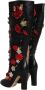 Dolce & Gabbana Zwarte Bloemversierde Kniehoge Laarzen Multicolor Dames - Thumbnail 5