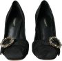 Dolce & Gabbana Zwarte Brogue Pumps met Strass Gesp Black Dames - Thumbnail 2